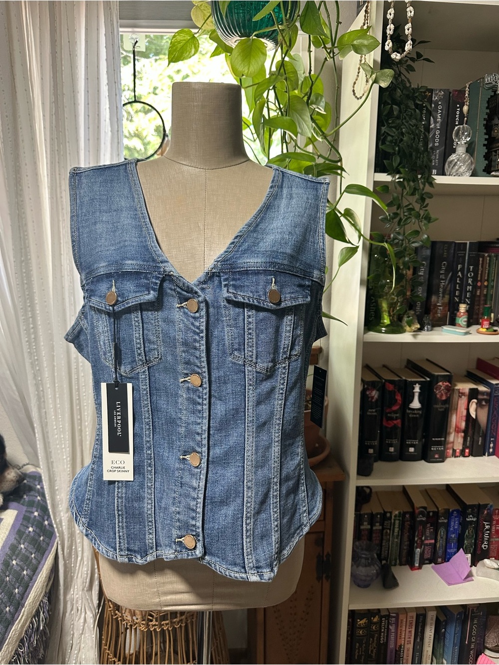 Liverpool Blue Denim V-Neck Top